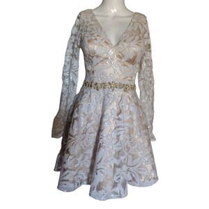 masquerade Dress Women 7/8 White Lace and Sequin Rhinestones Party Graduation